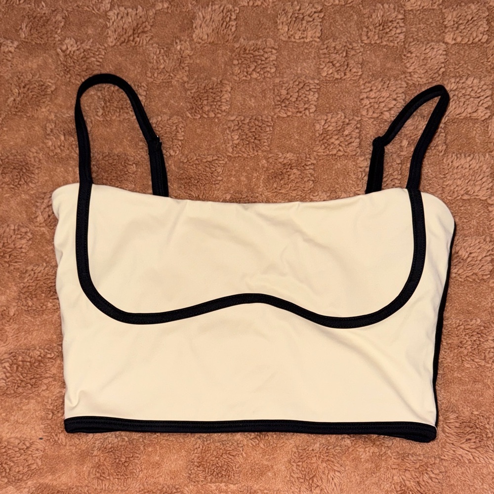 Amazon Cream and Black Crop Top